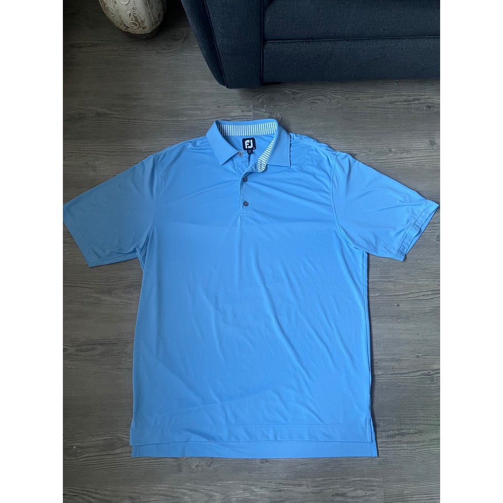 Footjoy FJ Men's Short Sleeve Golf Polo Blue Embroidered Size Large